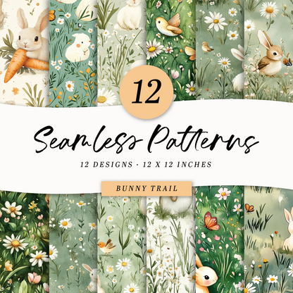 12  Seamless Patterns "Bunny Trail"