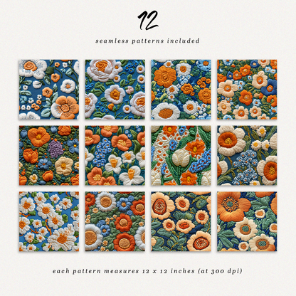12  Seamless Patterns ⋆ Faux Embroidery 02
