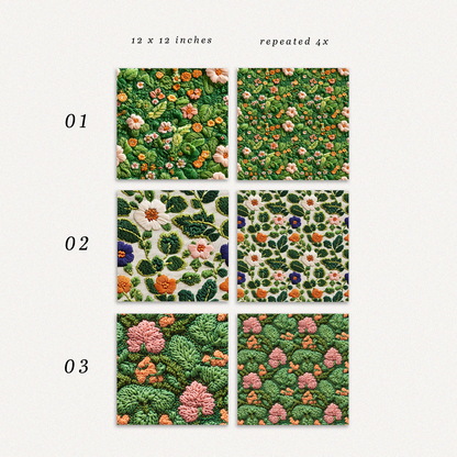 12  Seamless Patterns ⋆ Faux Embroidery 01