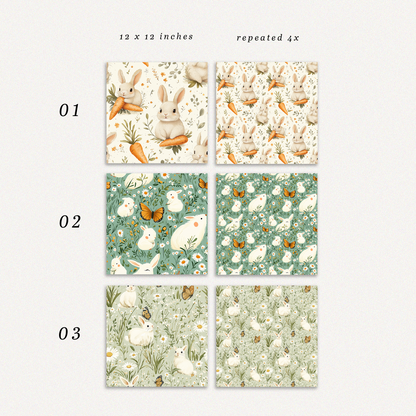 12  Seamless Patterns "Bunny Trail"