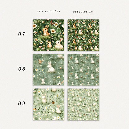 12  Seamless Patterns "Bunny Trail"