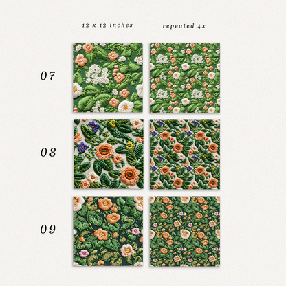 12  Seamless Patterns ⋆ Faux Embroidery 01