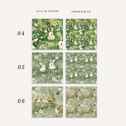 12  Seamless Patterns "Bunny Trail"