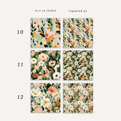 12 Floral Seamless Patterns "Meadow Whispers"