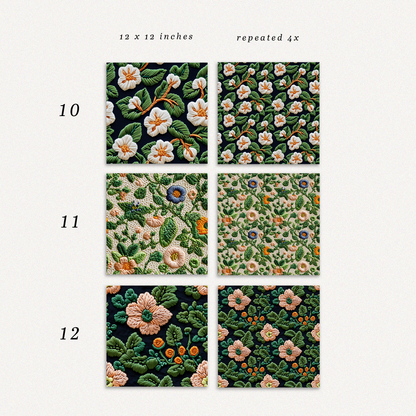 12  Seamless Patterns ⋆ Faux Embroidery 01