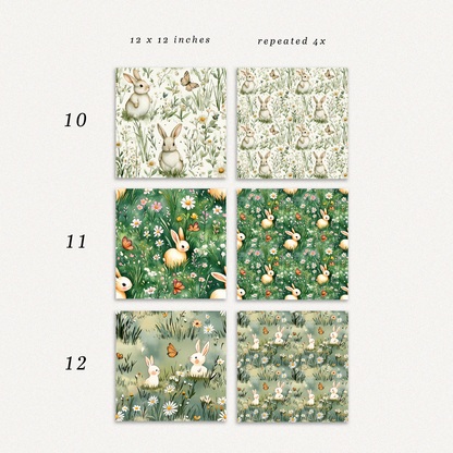 12  Seamless Patterns "Bunny Trail"