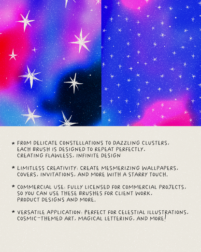 Seamless Stars ✨ Pattern Brushes for Procreate